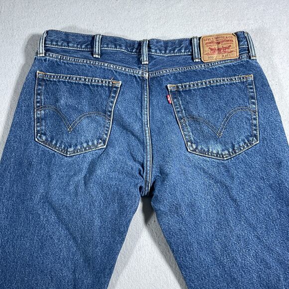 Vtg Levis 505 Jeans Men 38x30 Regular Fit Straight‎ Leg Mid Wash Denim (38x28) - Picture 10 of 12